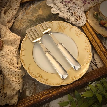 德國純銀柄可愛餐具二件組