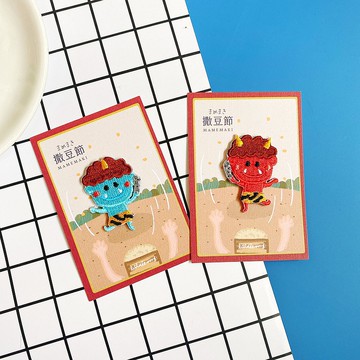 刺繡燙貼/別針 | 日本文化系列 - 赤鬼青鬼 |  Littdlework