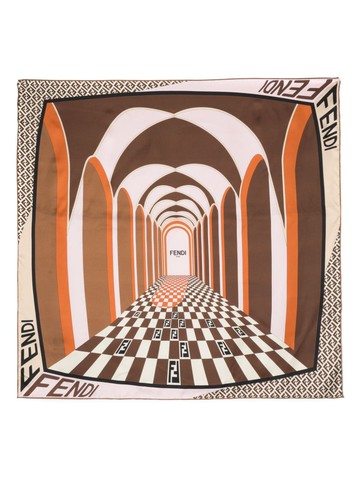 FENDI - FF-motif silk scarf - women - Silk - One Size - Neutrals