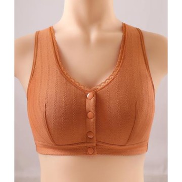 媽媽內衣女純棉大碼前開扣文胸無鋼圈中老年人背心式婦女大杯透氣