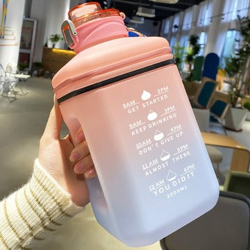 運動水壺 2000ml 水壺 大水壺 吸管水壺 漸層水壺 2000cc 水壺 水杯女大容量水壺2L帶吸管大肚杯水壺耐高溫
