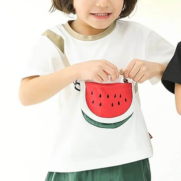 日本 ZOOLAND - 水果天堂 可愛包包造型短袖上衣-西瓜-白