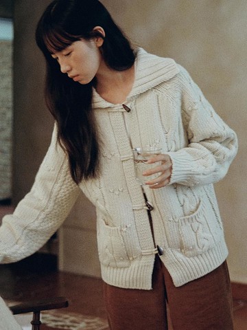 Cable Knit Toggle Button Cardigan