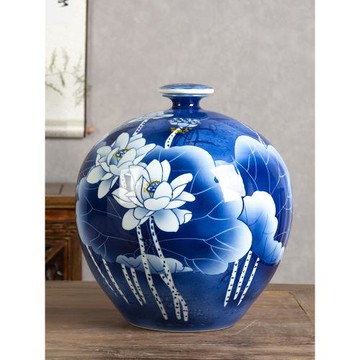 景德鎮手繪陶瓷酒瓶家用15斤裝密封白酒壇子裝飾酒柜仿古散酒罐子