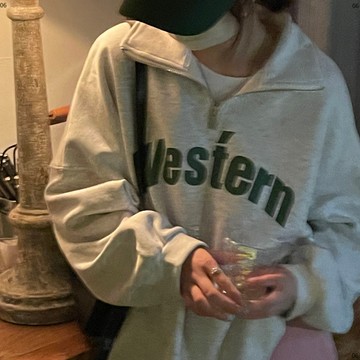 薄款衛衣女裝鹽系簡約美式街頭慵懶風寬鬆POLO半高領翻領拉鍊外套