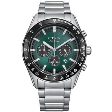 CITIZEN 星辰 綠面計時時尚腕錶光動能腕錶CA4674-58X