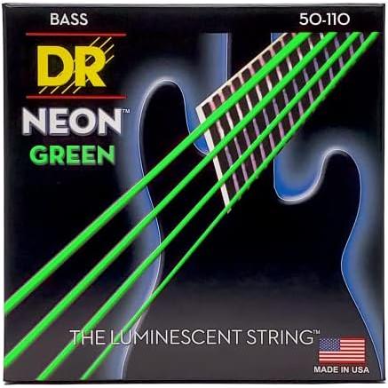 DR Strings Hi-Def NEON Green Coated 4-String Bass Strings Heavy (50-110)