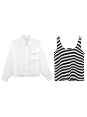 襯衫女2020年新款夏季防曬衫內搭小背心兩件套雪紡開衫薄款短外套