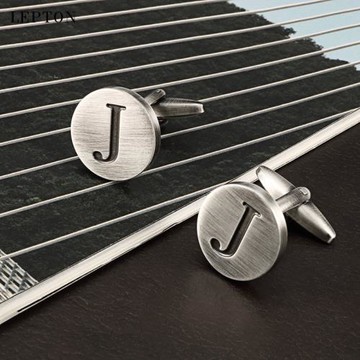 包郵熱銷法式袖扣男士字母袖扣金屬飾品古銀色cufflinks送禮盒