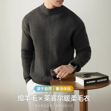 機洗羊毛萊賽爾半高領厚款秋冬保暖針織衫