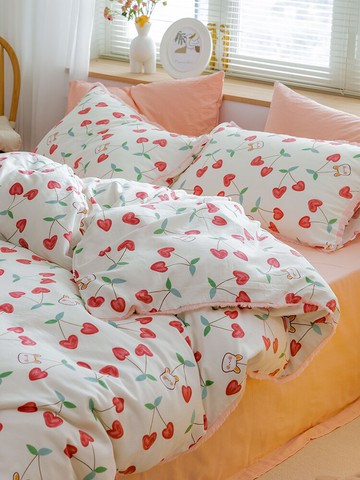 A類雙層紗四件套100純棉全棉兒童卡通可愛被套床單三件套床上用品