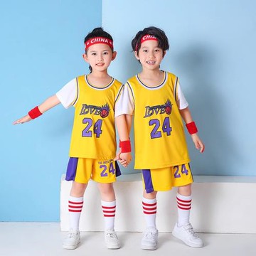 假兩件夏季短袖小學生兒童籃球服