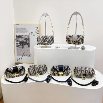 斜挎馬鞍包女包2025跨境新款歐美鏈條撞色流行百搭單肩腋下女士包