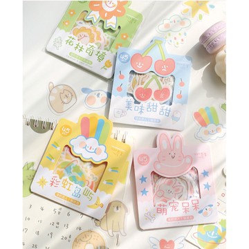 🍋檸檬青🍋清倉現貨超可愛可可小世界系列手繪卡通貼紙4款45枚入手帳裝飾素材