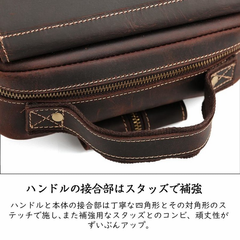 TIDING 大容量 A4 本革 ボディバッグ メンズ ワンショルダー