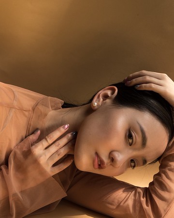 MAISON M So法珍珠耳環 粉橘色M