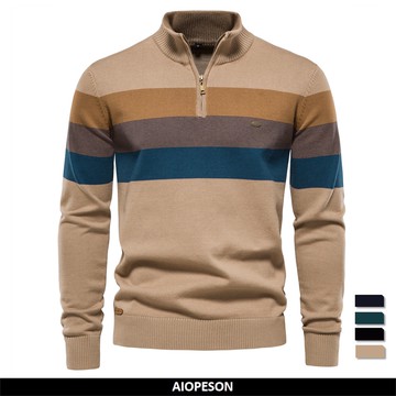 【95kg可穿】 男士毛衣 套頭毛衣針織衫 拉鏈針織外套 大尺碼圓領毛衣 商務休閒毛衣毛衣外套 拼接立領毛線衫 快速出貨