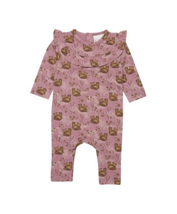 滑稽熊熊-長袖連身兔裝(粉)74cm