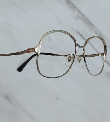 古董眼鏡Giovanna Paris圓弧銀色鏡面金屬鏡框