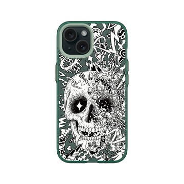 iPhone 15 Clear 憂墨綠 - Ted Leonid Melendres - Rebirth Skull 重生的骷髏