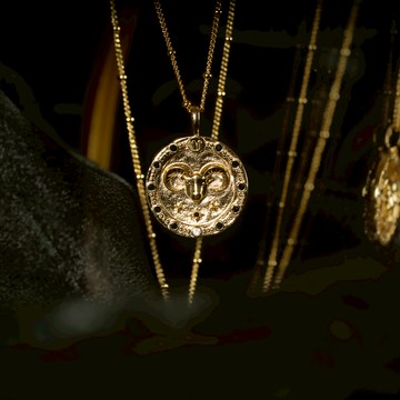 【神秘星象學：上古星座幣項鍊】牡羊星神 ✪ 星火之幣｜白拓帕石925純銀厚鍍18k真金項鍊 PRE001