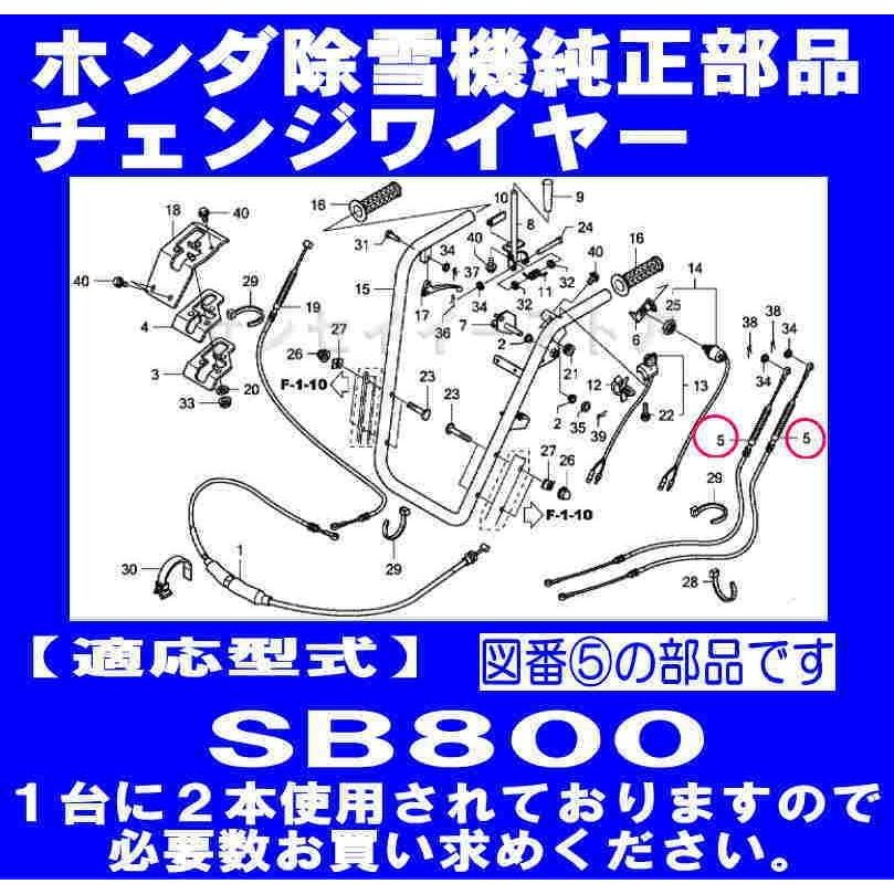 ホンダ 除雪機 ユキオス SB800用 チェンジワイヤー　1本