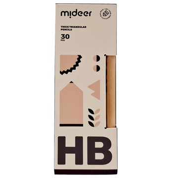mideer 兒童專用三角鉛筆 HB 6歲以上 30支  1盒  HB 淺棕色