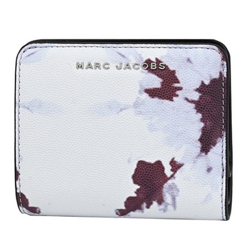 MARC JACOBS 金屬LOGO渲染風印花皮革釦式零錢短夾(紫灰)