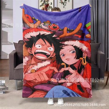 海賊王印花法蘭絨毛毯空調毯小毯子一件起批雙面絨毛毯小蓋毯動漫