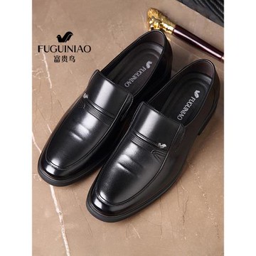 富貴鳥皮鞋男真皮秋季男鞋內增高6cm一腳蹬英倫男士商務正裝鞋子