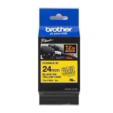 BROTHER 纜線標籤帶 TZe-FX-651 (黃底黑字 24mm 可彎曲標籤帶)