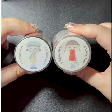 ❤NANI❤【分裝】11個泡泡女孩 聯名限定款 漫畫少女透明模切貼紙卷膠帶 閃砂PET手帳貼紙-AGUGUX泡泡