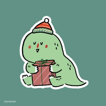 Jurawrsic 鏤空式 PVC 防水貼紙 die-cut 聖誕快樂