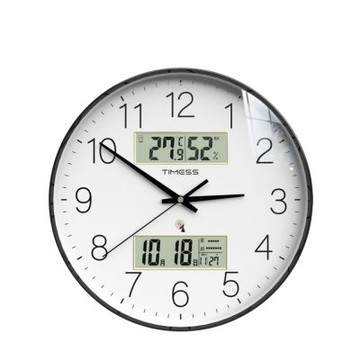 雙螢幕多功能靜音掛鐘 LCD 數位時鐘 壁掛鐘 溫濕度 + 日期星期雙顯示大數字壁鐘 石英時鐘 墻上鐘