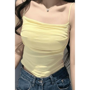 臺灣出貨純欲甜辣顯瘦小吊帶背心女內搭夏季帶胸墊一體遮副乳打底修身上衣