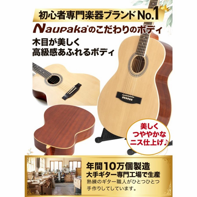 naupakaアコギ(教則本ピック付き) 価格応相談 アコースティックギター アコギ 初心者 セット 12点 【12週間
