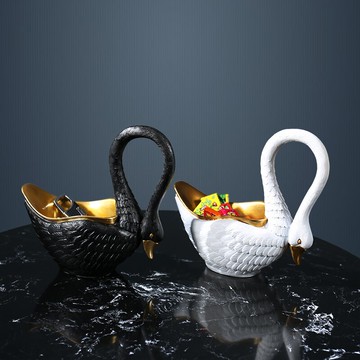 情侶天鵝北歐輕奢玄關鑰匙收納裝飾擺件房間臥室桌面小擺設