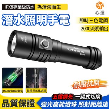 【HeartPick心選】IPX8 專業潛水手電筒 高亮潛水燈 應急照明 戶外防水手電筒 抗腐外殼 深潛趕海必備 長續航