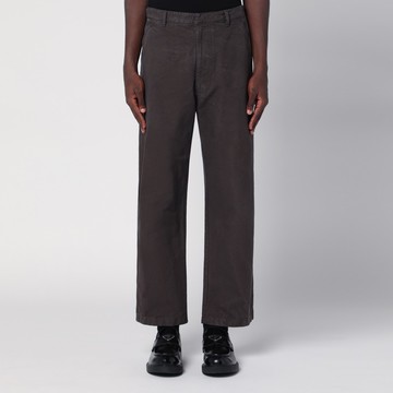 Vintage-effect brown cotton trousers