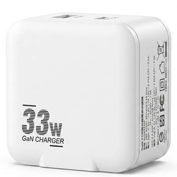 ANTIAN 33W GaN氮化鎵雙孔折疊充電器 手機平板充電頭 附Type C to Typ C線 iPhone16/15適用  白色  1個