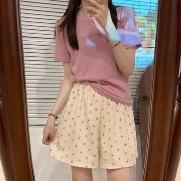 台灣出貨 新款韓國ins夏季田園風可愛碎花短褲睡褲女寬鬆休閒薄款家居褲 居家短褲 睡褲 單件睡褲 休閒運動短褲 家居褲子
