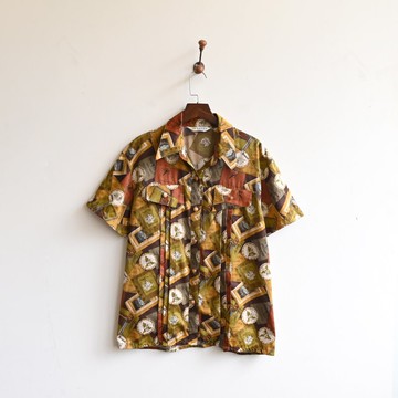 【蛋植物古著】珍奇搜羅印花短袖古著襯衫
