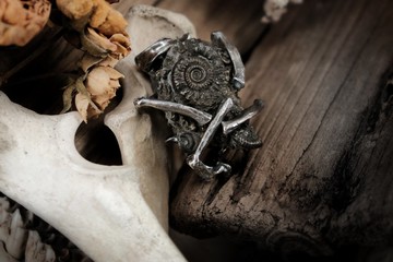 【山骸紀】回聲I-黃鐵礦菊石項鍊