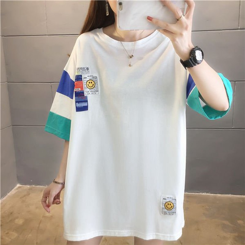 半袖tシャツ レディース ビッグtシャツ 白tシャツ ゆったり カットソー 袖 配色切替え ゆるカットソー 夏服 肌着 リゾート 通販 Lineポイント最大get Lineショッピング