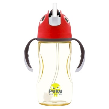 PUKU 藍色企鵝 PPSU企鵝滑蓋學習水杯 280ml 寬口如意吸管  紅色  1個