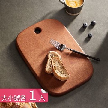 【荷生活】堅硬烏檀木橢圓居家砧板 可懸掛收納實木廚房切菜板-大小號各1入組