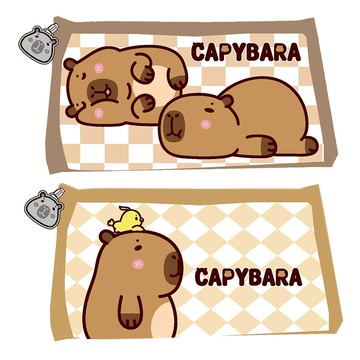 水豚寶 磨砂扁筆袋(款式隨機出貨)