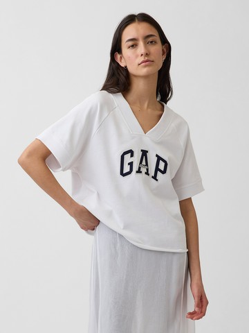 法式毛圈布寬鬆版Gap Logo V領大學T