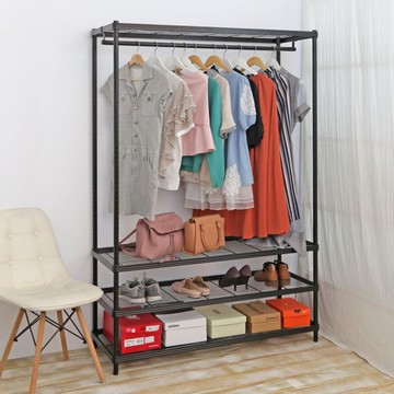 【品樂生活】45X120X178CM厚鐵框四層單桿衣架組/鐵架衣櫥/衣櫥架/厚鐵框衣櫥/衣櫥櫃/全鐵衣架