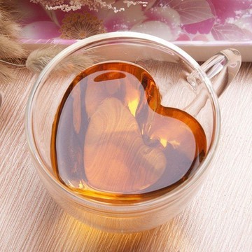 耐熱玻璃杯雙層愛心水杯杯子玻璃咖啡杯牛奶透明情侶心形家用隔熱 雙層玻璃杯 透明咖啡杯 透明玻璃杯 耐熱雙層玻璃杯